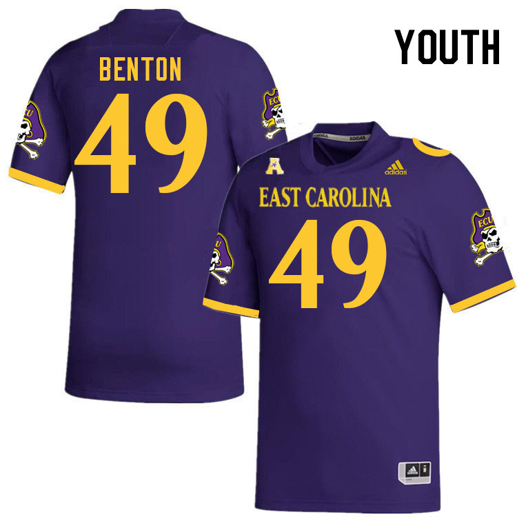 Youth #49 Josh Benton ECU Pirates 2023 College Football Jerseys Stitched-Purple - Click Image to Close